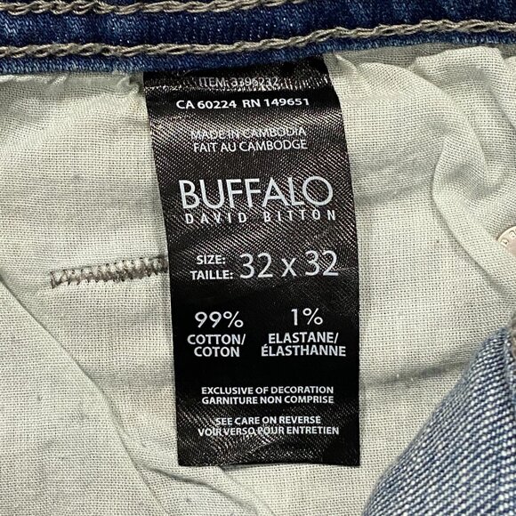 Buffalo David Bitton Jack Jeans Mens 32 x 32 Slim Fit Straight Medium Wash Denim - Picture 11 of 12